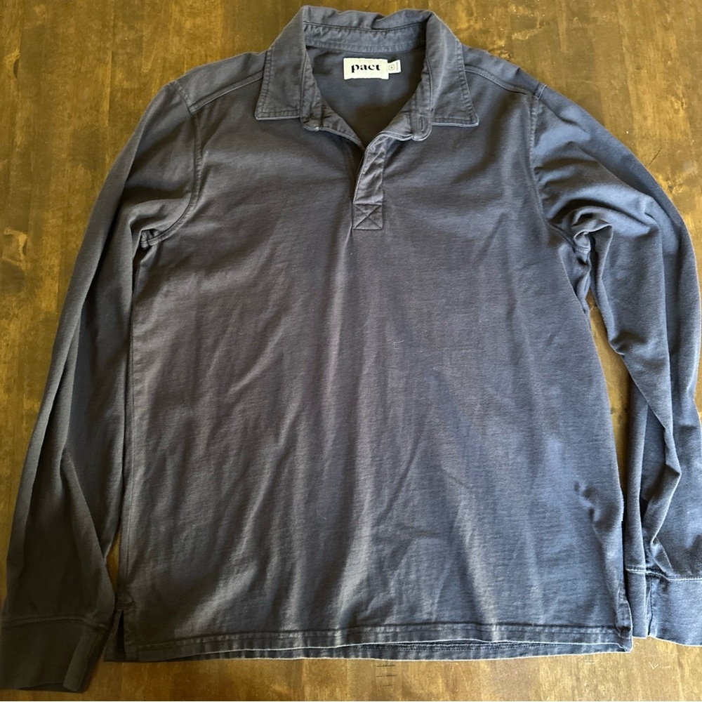 Pact Mens Medium Collared Pullover Polo‎ Shirt Preppy Casual Organic Cotton 🌎